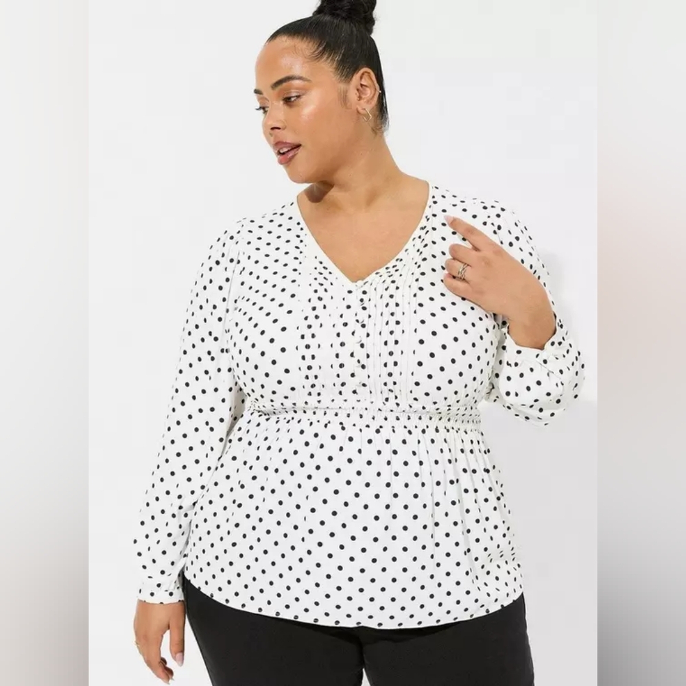 Torrid | Polka Dot Long Sleeve Blouse